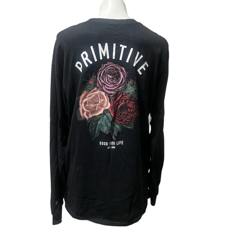 Primitive T-Shirt Men's Size L Black Rose Graphic Long Sleeve